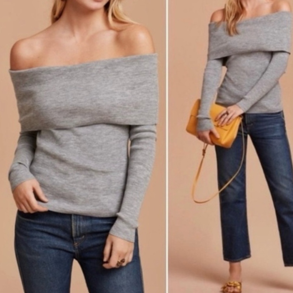 Elegant Off-Shoulder Gray Sweater